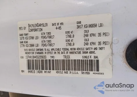 2005 Dodge Ram 1500 Slt/Laramie from USA, damaged, VIN 1D7HA18N45S299693